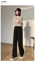 Maternity Clothings Maternity Wide Leg Pregnancy Pants Wear Trousers with Vertical Stripes Clothes for Pregnant Women