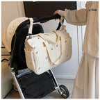 New High-capacity Mummy Bag Embroidered Bear Mother and Baby Handbag Baby Bottle Diaper Portable Baby Stroller Bag