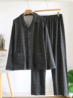 Men's Pajamas Can Be Worn Outside in Spring and Autumn, Cardigan Long-Sleeved New Casual Home Wear Men's Autumn and Winter Suits