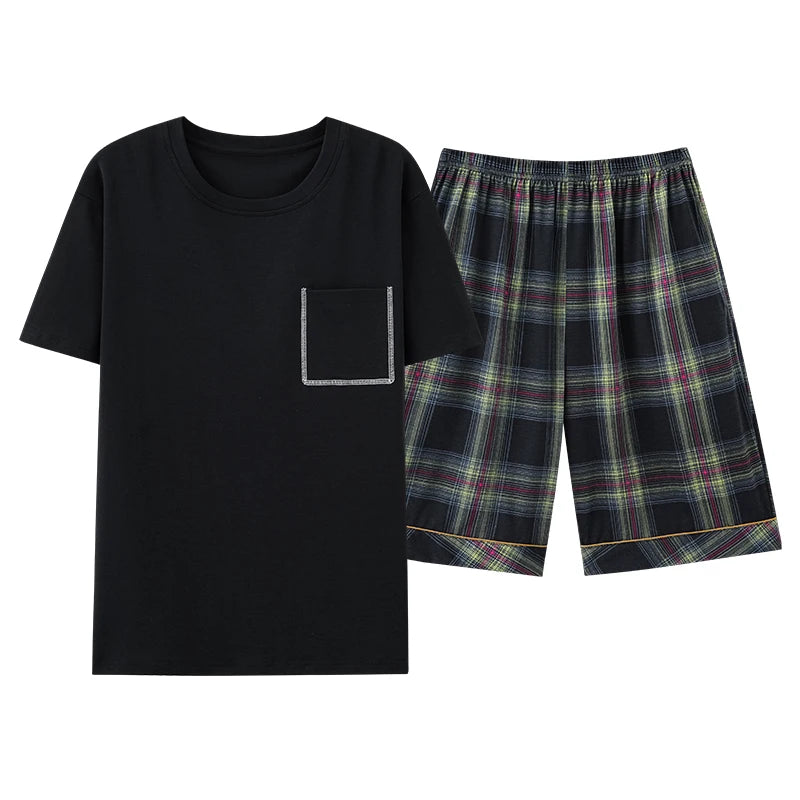 Men Pajamas Short Sleeve Shorts