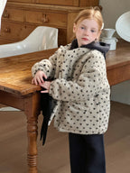 Winter Children Girls Woolen Coat Thicken Warm All Print Kid Baby Girl Fuffy Jackets Loose Padded Velvet Toddler Girls Outerwear