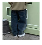2-12Y Childrens Boys Denim Pants One-piece Fleece Thickened Autumn Winter Casual Kids Baby Boys Pants Toddler Boys Warm Jeans