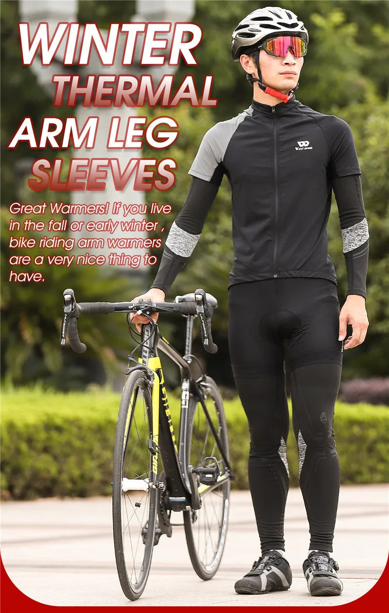 WEST BIKING Warm Leg Sleeves Running Fitness Sports Gear Autumn Winter Plus Velvet Legwarmers MTB Road Bicycle Thermal Leggings