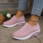 2025 Women's Shoes Slip on Sneakers Platform Solid Color Casual Shoes New Knit Ladies Vulcanized Shoe Wedges Women Walking Shoes