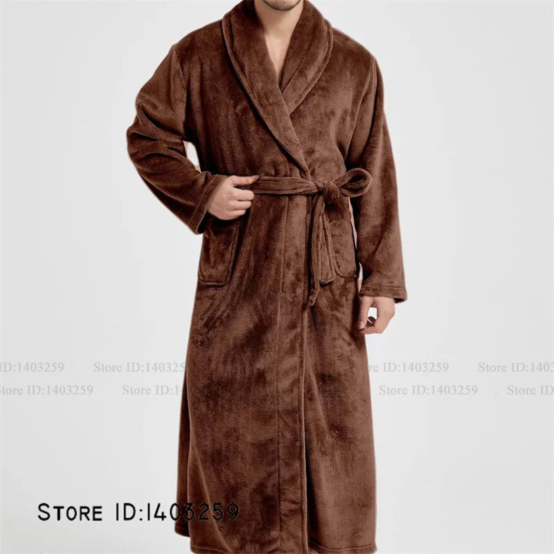 Winter Thicken Flannel Long Robe Couple Sleepwear