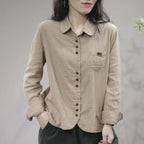 Women's Shirt Spring and Autumn Casual Literary Retro Cotton Fashion Versatile Fashionable Top
