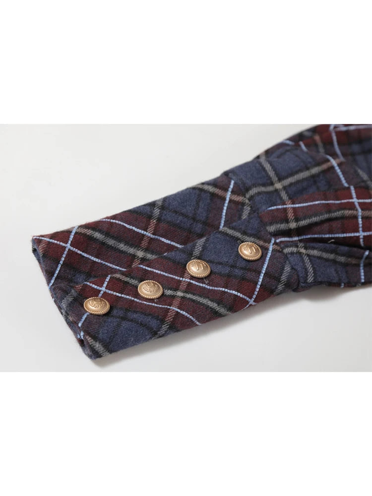 Women's Plaid Blazer Coat Fashion 90s Vintage Streetwear Harajuku Long Sleeve Suit Jacket Outerwear Top Emo 2000s Clothes 2023