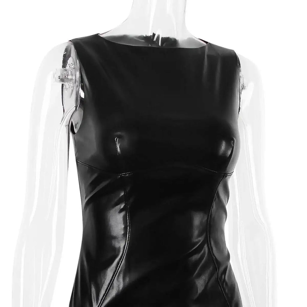 Women's Dress Autumn New PU Leather Skirt Split Long Dress Women's Wear Now