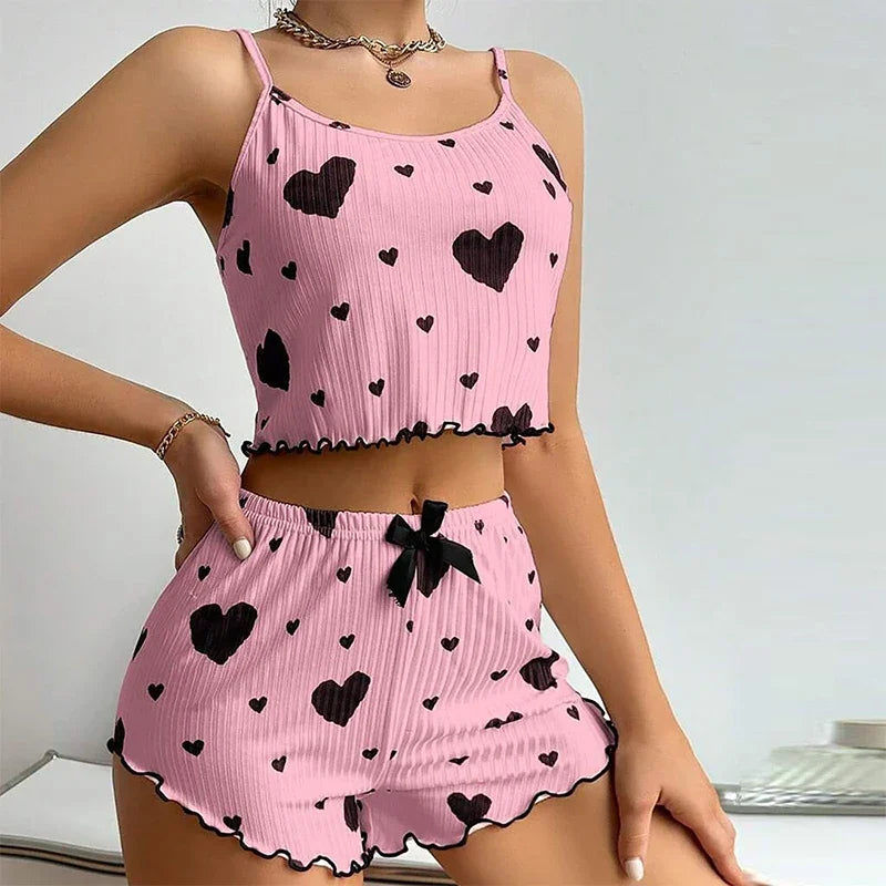 Women's Pajamas Set Sleepwear 2 PCS Short Tank Tops And Short