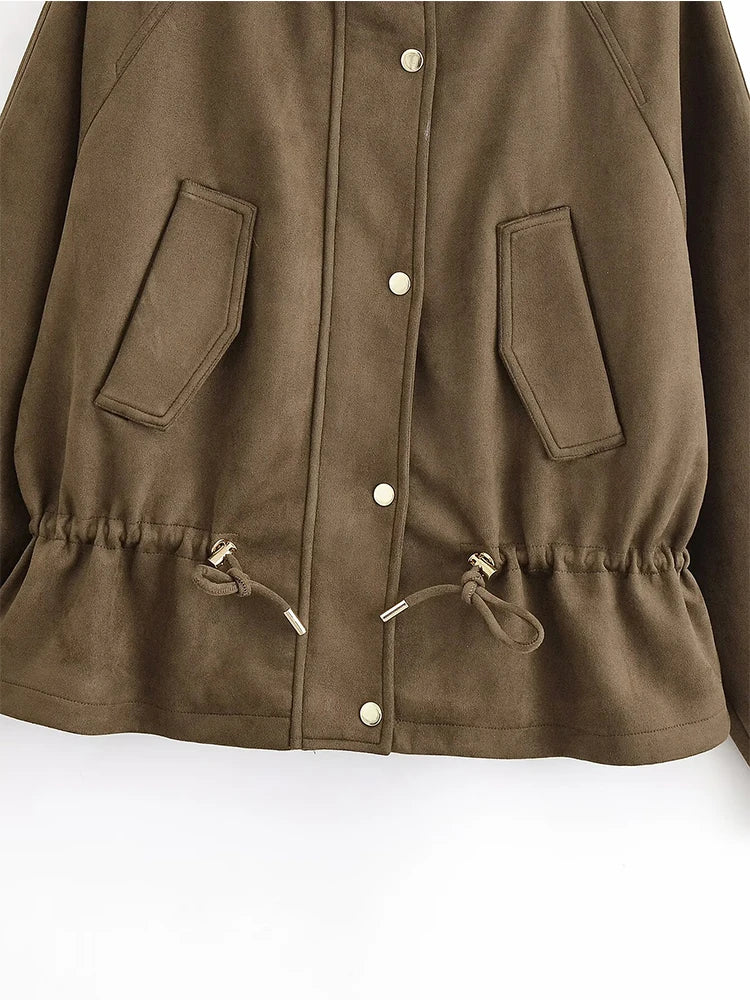 Women's Jackets 2025 Autumn Winter New Fashion Long Sleeves Double-Breasted Hooded Jacket Female High Street Elegant New Coats