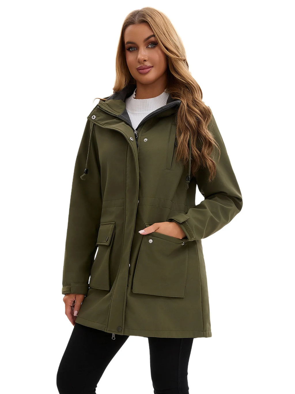 Waterproof Autumn Women's Mountaineering Coat Solid Big Pockets Hooded Loosse Female's Jacket Windproof Thermal outwear For Lady