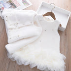 Girls Clothing Sets Winter Kids Girl Sweet Faux Fur Coat and Dress 2pcs Clothes Suit Children Girl Princess Warm Clothes 3 5 8