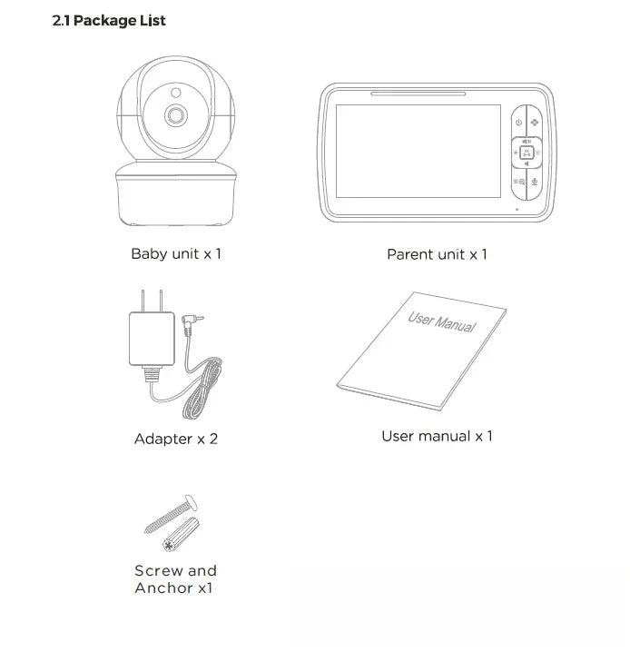 5 Inch Large Screen 360 Degree Bobbing Head 5 Inch Baby Monitor