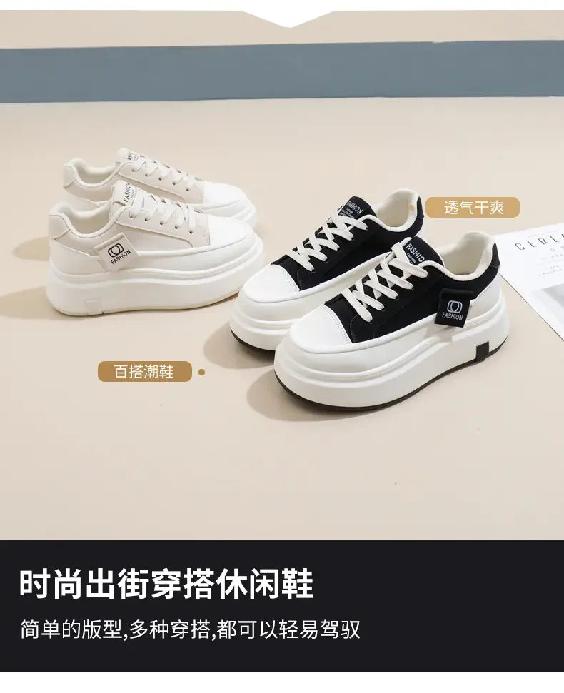Shoes for Women Autumn Trend New Woman Flats Shoes Chunky Lace-up Soft-sole Casual Sneakers Female Vulcanized Shoe Walking Shoe