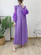 YUDX Hot Sales 2024 Summer New Pleated Formal Dresses for Women Mesh Petal Sleeve Solid Evening Party Long Maxi Dresses