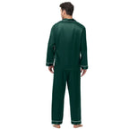 Men Pajamas Set Silk Satin Sleepwear