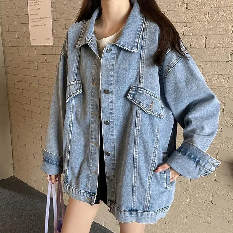 Denim Jacket Women 2025 Spring and Autumn New Style Lazy Style Harajuku Design Loose Versatile Jacket Top for Small People