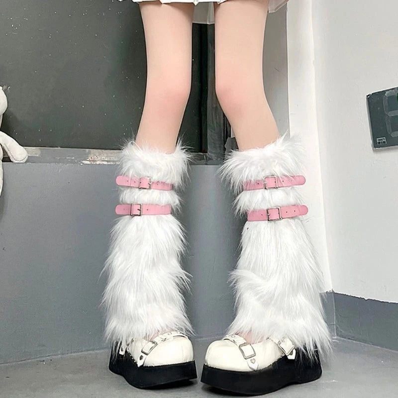 Faux Furs Leg Warmer,Warm Soft Cozy Fuzzy Leg Warmer Boot Cuffs Cover for Women Party Costumes Boot Sleeves Boot Covers
