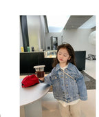Girl Denim Jacket Spring and Autumn Children's Casual Jeans Clothes Little Girl Baby Denim Coat