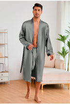 Men Long Robe Pajamas Set Baroque Style Kimono Bathrobe Gown Spring Summer Male Sleepwear Home Clothing Rayon Loungewear Pijamas