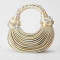Women 2025 New Gold Luxury Designer Brand Handwoven Noodle Bags Rope Knotted Pulled Hobo Silver Evening Clutch Chic