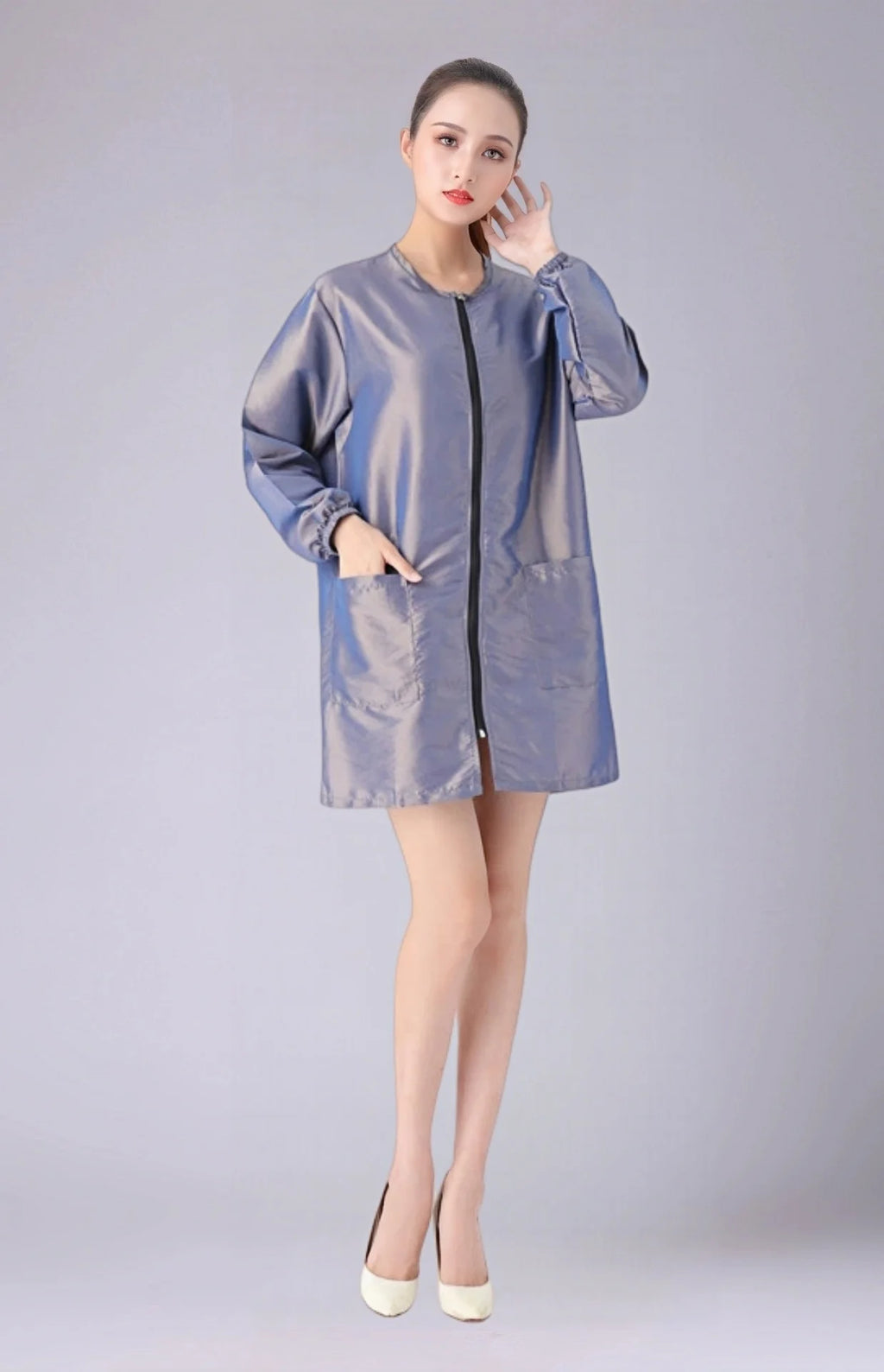 Hair Salon Work Clothes Pet Grooming Uniforms Long Sleeve Beauty Salon Smock Barber Shop Hairdresser Robe Anti Hair Gown Y1206