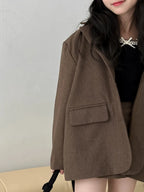 Suit skirt set for autumn 2024 loose suit jacket and skirt shorts for children and girls fashionable suit trendy kids clothes