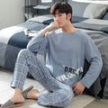 Fashion Lounge Pajamas Sets Men's Spring New Long-sleeved Tops with Trousers Cotton Homewear Comfort Simple Sleepwear Two Pieces