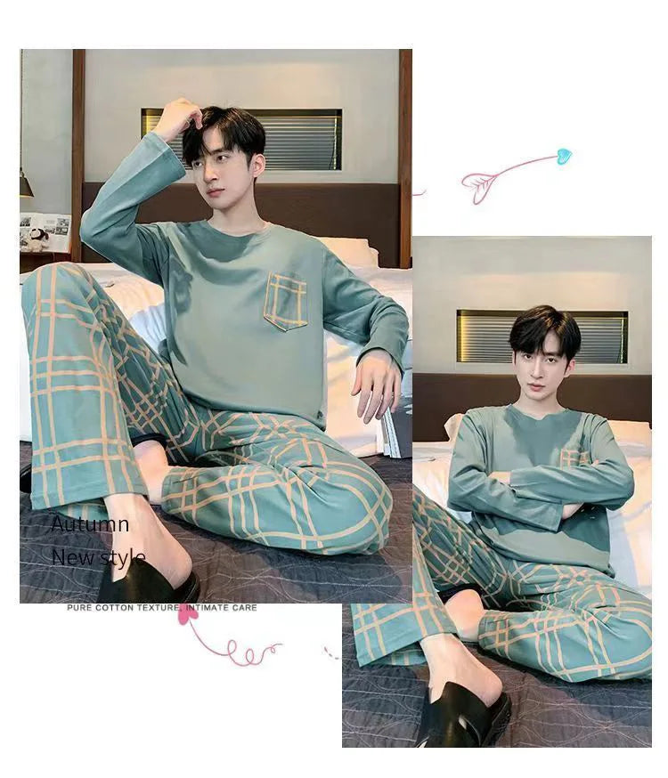 Pajamas Men Long Sleeves and Trousers