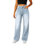 Wide-Leg Jeans Women Light Blue High-Waisted
