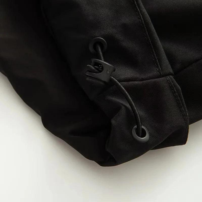 Fall 2025 Women's Casual Spor Loose Fit Stand Collar Long Sve Hooded Jaet Windbreaker Outerwear Polyester Fiber 00%