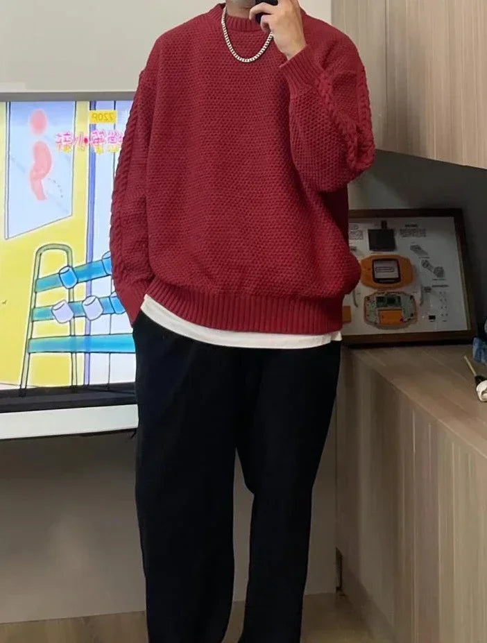 Man Clothes Red Coat Jacket Knitted Sweaters