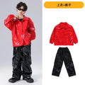 Boys K-pop Fashion Leather Jacket Street Dance Cargo Pants Girl Hip Hop Streetwear Kids Children Jazz Shiny Costume Clothes Sets