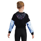 Girls Fashion Print Short Jacket Casual Coat Hooded Tops Long Sleeve Zipper Jacket Outerwear Jazz Dance Performance Costume