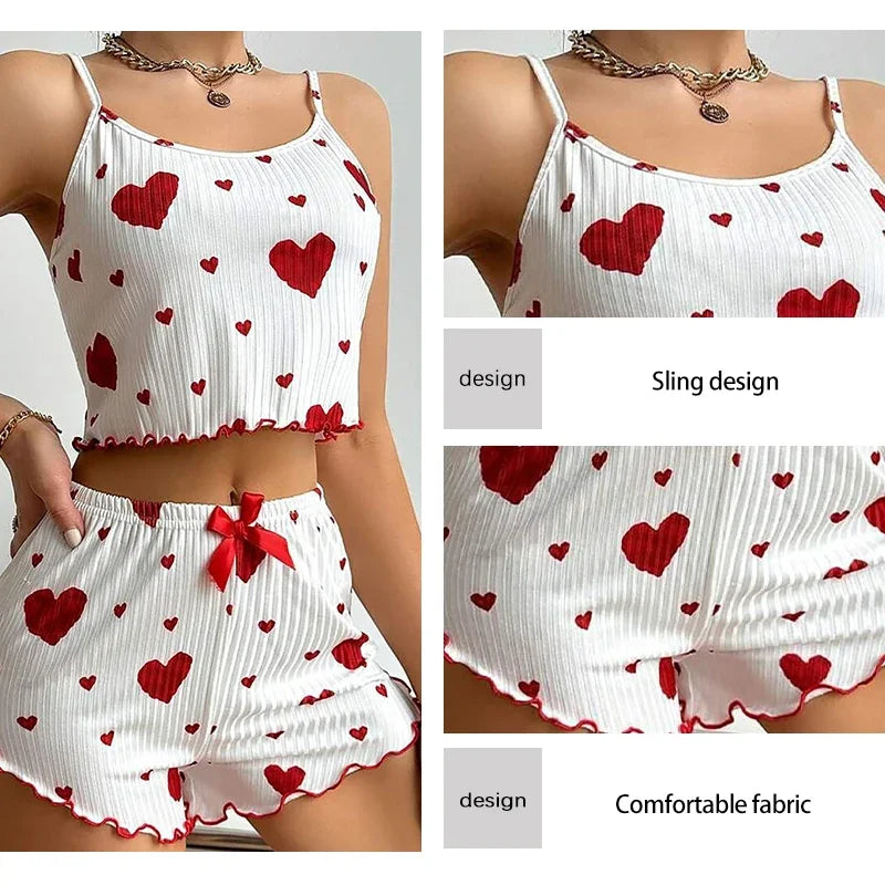 Women's Pajamas Set Sleepwear 2 PCS Short Tank Tops And Short