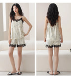 Summer Pyjamas Men Knited Cotton Pajamas Set Korean Sweet Pijamas Ladies Sexy Sleepwear Home Clothing For Youth Boy Girl