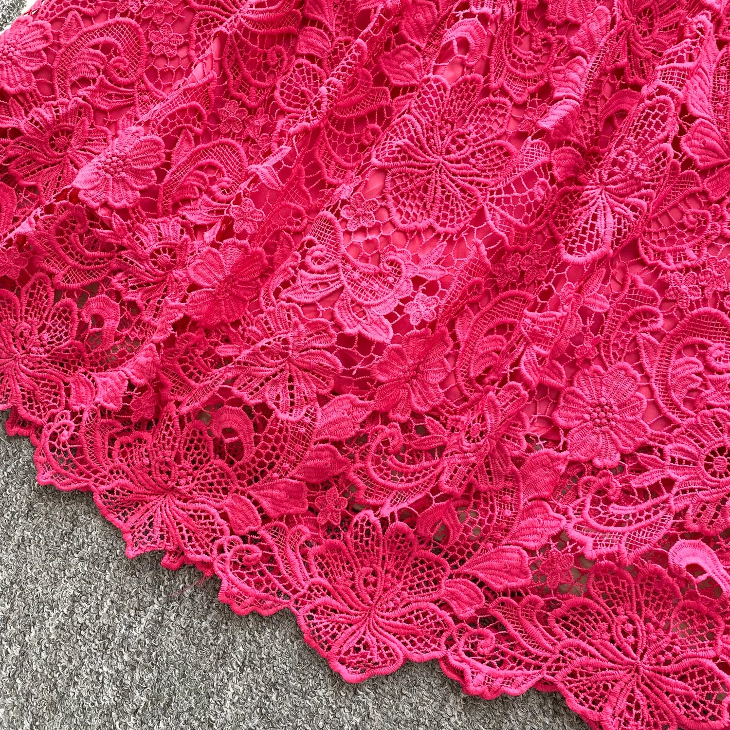 Ele Hollow out Lace ort Sve Dr Women's Summer Slimming A-Line Gown High Waist Korean Sle Commute Suitable