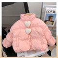 Girls' Short Puffer Coat - Quilted Stand Collar Jacket Korean Style, Winter Warm Outerwear for Kids Baby Girl Winter Clothes
