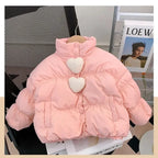 Girls' Short Puffer Coat - Quilted Stand Collar Jacket Korean Style, Winter Warm Outerwear for Kids Baby Girl Winter Clothes