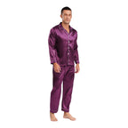 Mens Satin Pajamas Set Two Pieces Sleepwear