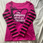 Pink T shirts Punk Top Sweet Girl Emo Letter Stripe Gothic Long sleeves Women Clothing Vintage Graphic Tee Aesthetic Y2K T shirt
