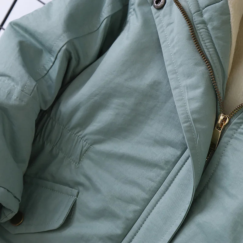 2025 Autumn Winter Girl Jacket Coat Faux Fur Hooded Plus Velvet Thicken Warm Jacket For Girl 4-14 Year Kids Teenager Girl Parka