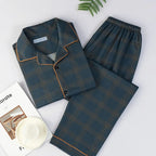 Men's Thin Cotton Pajamas Long Sve Long Pants Two-Piece Set Casual
