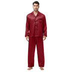 Men Pajamas Set Silk Satin Sleepwear