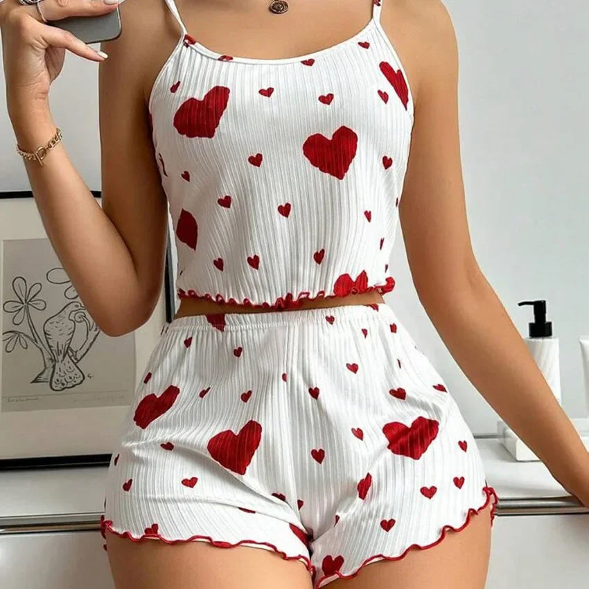 Women's Pajamas Set Sleepwear 2 PCS Short Tank Tops And Short