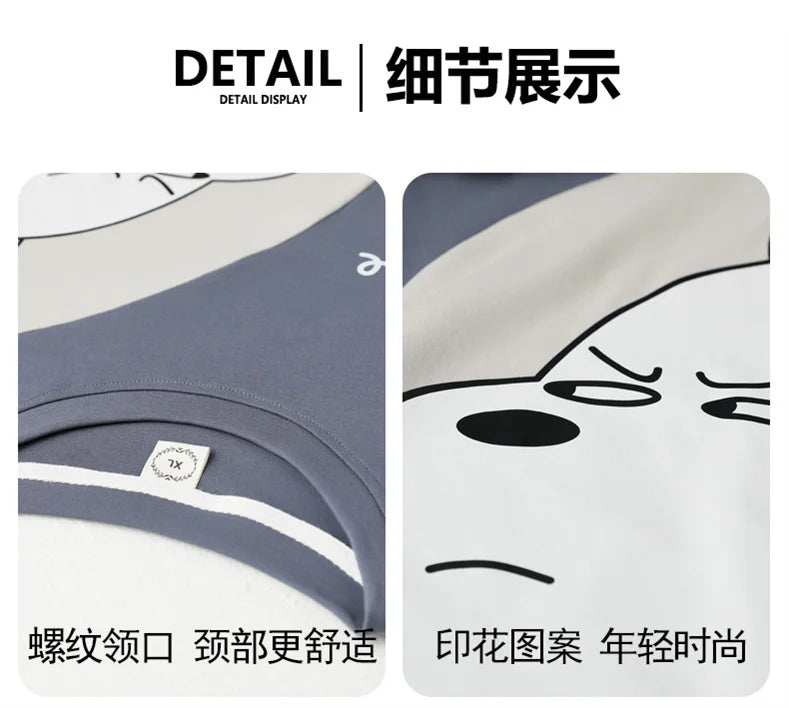 Men's Pajamas Spring Autumn 100% Cotton Youth Pajamas Student Suits Fashionable Sweet Cartoon Home Clothes For Men