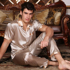 New Male Pajamas Set Homewear Print Short Sleeve