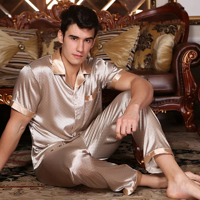 New Male Pajamas Set Homewear Print Short Sleeve