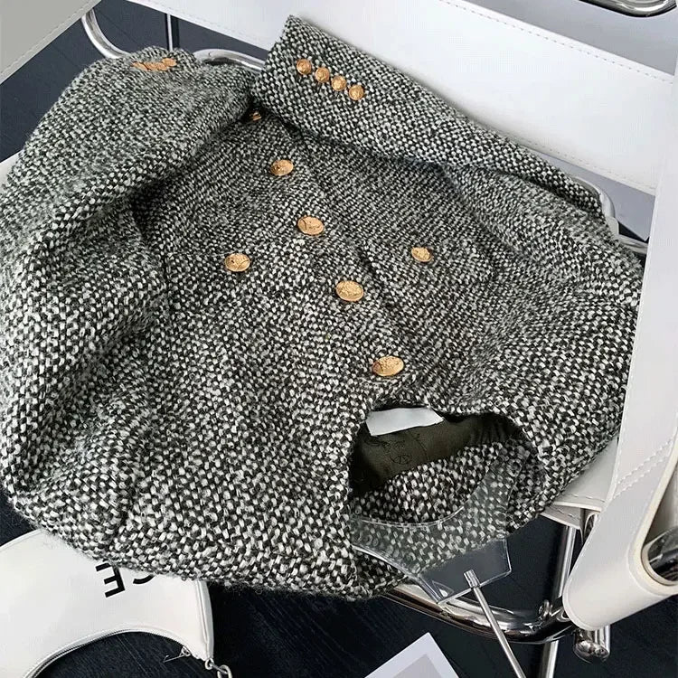 Coat Women Winter Jacket New Autumn and Winter Korean Women's Single-breasted High-quality Chic Tweed Retro Top Coat Women 2024