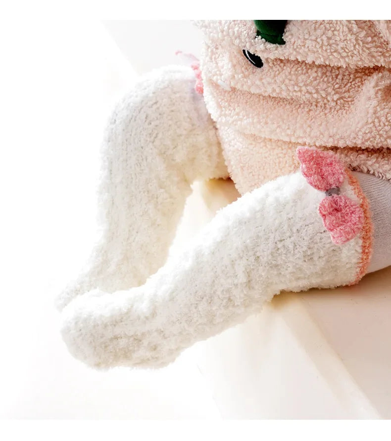 Kids Leg Warmers Baby Stockings Winter Fleece Floor Socks Coral Velvet Socks Leg Warmers Baby Knee Socks Baby Accessories